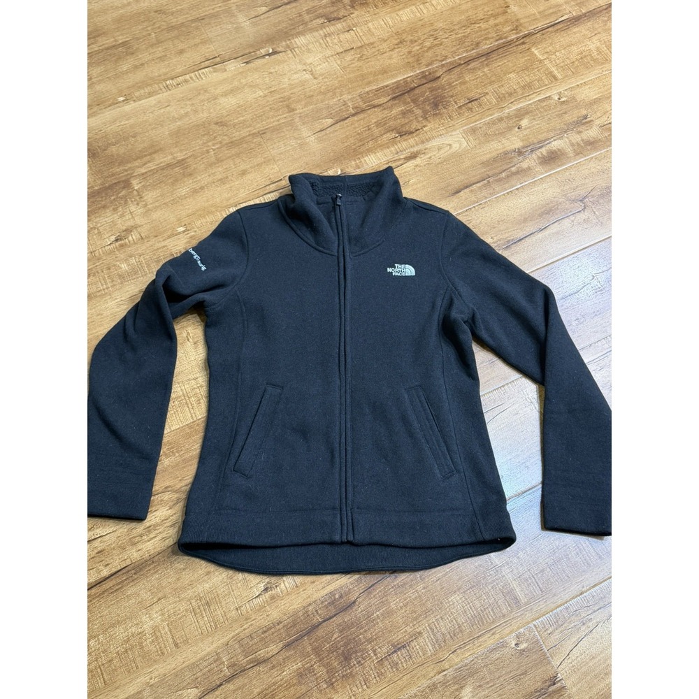 Women's The North Face  Sweater Fleece Sz M Black Jacket NF0A3LH8 Company Logo